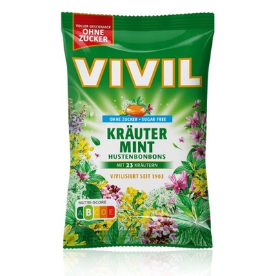 VIVIL Cukierki bez cukru ziołowo miętowe 120g