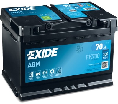 АККУМУЛЯТОР EXIDE AGM START&STOP EK700 70AH 760A EN