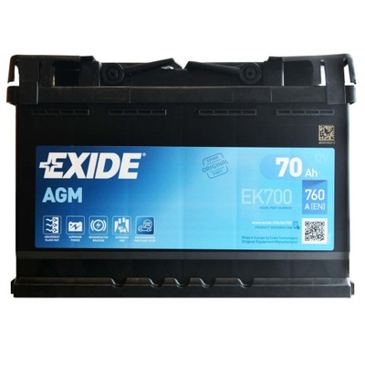 EXIDE EK700 70AH 760A AGM СТАРТ-STOP LUTY 2023