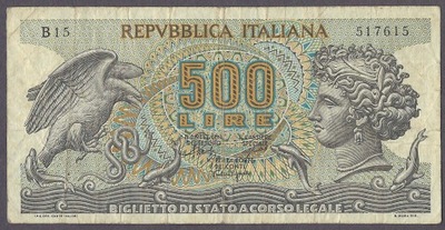 Włochy - 500 lire 1967 (VG-VF)