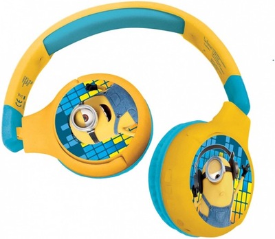 Składane słuchawki Minionki 2 w 1 Bluetooth i przewodowe z zabezpieczeniem