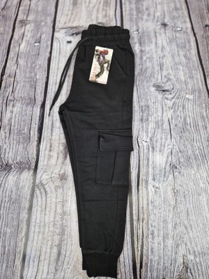 Spodnie bojówki dla chłopca rozmiar 128 czarne