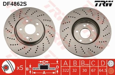 DISCOS DE FRENADO PARTE DELANTERA TRW DF4862S  