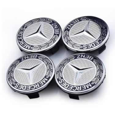 Mercedes Czarne Dekle Dekielki 75mm KPL Kapsle ALU