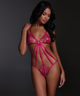 Body Hunkemoller Sophia S 36 różowe sexy przezroczyste paski