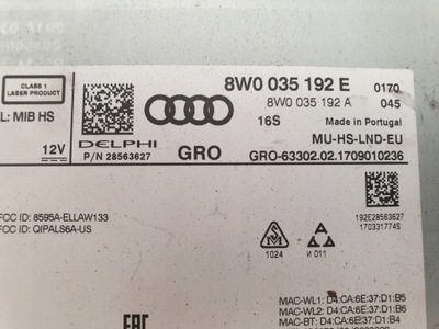 КАРДРИДЕР МУЛЬТИМЕДИА MMI AUDI A4 A5 8W0035192E