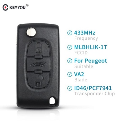 PARA PEUGEOT 307 FLIP FOB ZDALNY LLAVES AUTO  