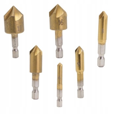 FREZY STOŻKOWE POGŁĘBIACZE ZESTAW 6 SZTUK