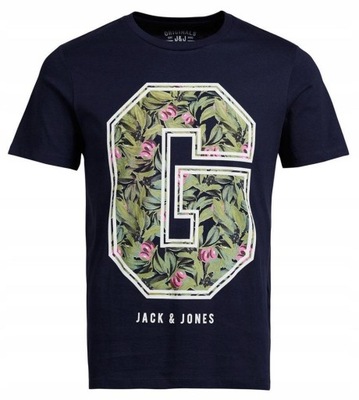 JACK JONES + koszulka T-SHIRT męski GRANATOWY _ L