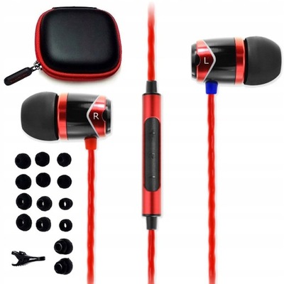 SŁUCHAWKI DOKANAŁOWE SOUNDMAGIC E10C OPLOT Z MIKROFONEM CZERWONE RED