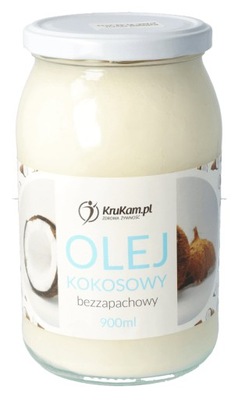 Krukam Olej Kokosowy Rafinowany Bezzapachowy Do Smażenia i Pieczenia 900ml