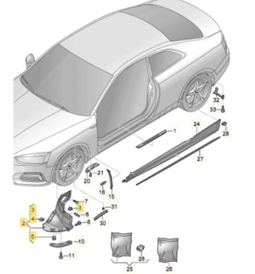 AUDI A5 II 8W 8W6 ALETA COMPENSADORA PARTE DELANTERA DERECHA 8W6853888  