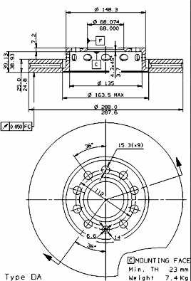 DISC HAM. FRONT AUDI A4 A6 94- VW PASSAT 96-  