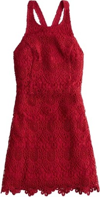 Hollister czerwona sukienka koronkowa XS