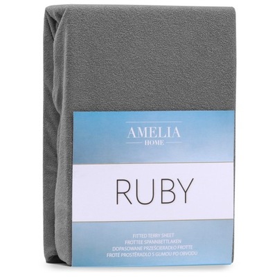 Prześcieradło RUBY frotte 80-90x200 ameliahome - FITTEDFRO/AH/RUBY/CHARCOAL