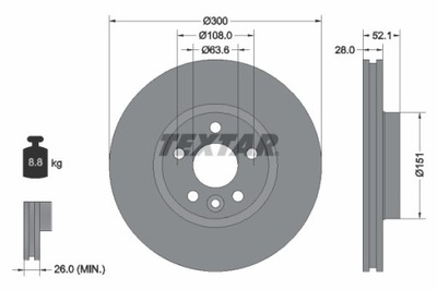 2X DISKU STABDŽIŲ FORD PRIEK. GALAXY/S-MAX 06-15 92159205 