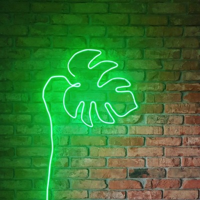 Ledon neon zielony Monstera liść 49x51 cm