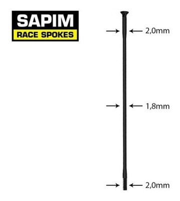 Sapim Race 2,0-1,8-2,0 szprychy straight pull 252