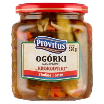 Provitus Krokodylki Ogórki kanapkowe, 520g