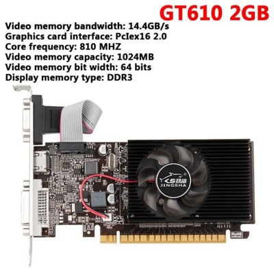 GT610 2 GB Gaming Karta graficzna 810mHz DDR3 Karta graficzna HD-Mi VGA Fan