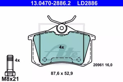 КОЛОДКИ ГАЛЬМІВНІ VOLKSWAGEN AUDI SEAT ATE