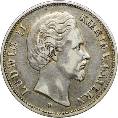 Bawaria, 5 marek 1876 D, Ludwig II, st. 3+