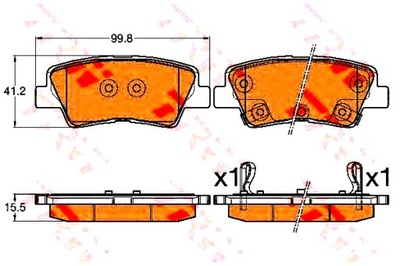 КОЛОДКИ ГАЛЬМІВНІ HYUNDAI ЗАД ELANTRA 1,6-1,8 10- T