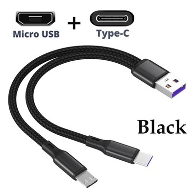 Black 1.2m 2in1 Data USB Cable 5A Fast Charger Charging Cable For And Cable