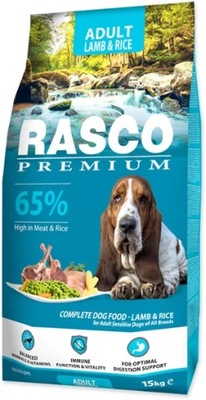 Rasco Premium Adult Granulat jagnięcina z ryżem 15 kg