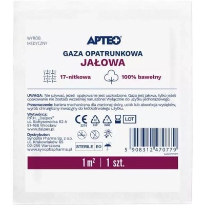 GAZA OPATRUNKOWA JAŁOWA1m2 APTEO 17 NITKOWA 100% BAWEŁNY @ M