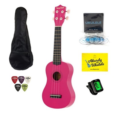 Ukulele Harley Benton Pink + zestaw akcesoriów