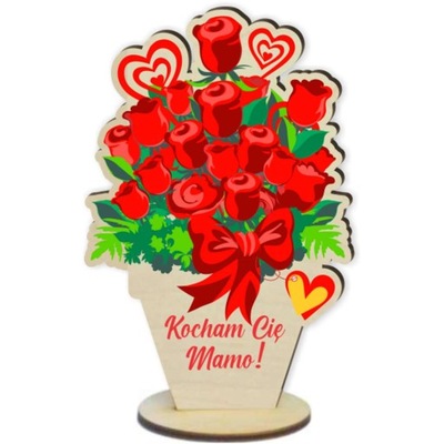 dekoracja prezent KWIATEK 3D DZIEŃ MATKI kocham cię MAMO róże doniczka