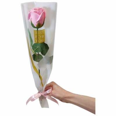 Bukiet róża mydlana pachnąca jak żywa 43 cm różowa PREZENT NA DZIEŃ KOBIET