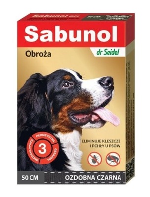 Sabunol Obroża ozdobna Czarna 50cm dla psa