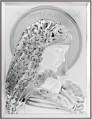 Srebrny obrazek Madonna z Dzieciątkiem, Maryja