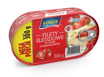 FILETY ŚLEDZIOWE ŁOSOŚ 300G W SOSIE POMIDOROWYM