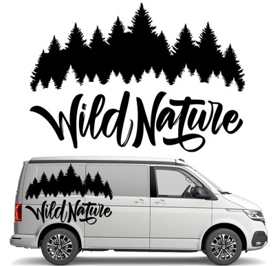 НАКЛЕЙКА GRAFIKA NA КАМПЕР PRZYCZEPĘ АВТОМОБИЛЬ WILD NATURE LAS NATURA 90X130