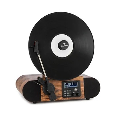 GRAMOFON RETRO Auna Verticalo SE DAB brązowy