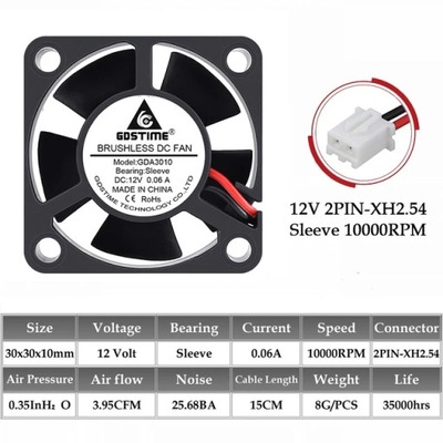 5 PIEZAS GDSTIME 3010 5V 12V 24V 2PIN 3CM 30MM 30X30X10MM MICRO DC MINI  