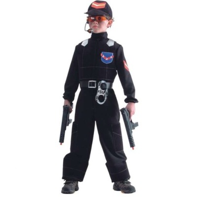 strój dla dzieci STRAŻNIK policjant CZARNY 6-7 lat