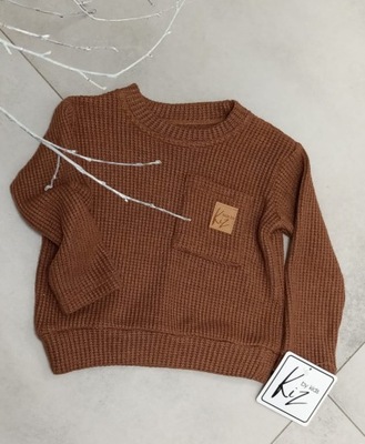 Sweter karmelowy sweter dla chłopca z kieszonką 86