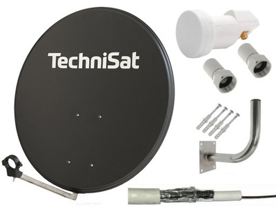Antena sat. Technidish 80cm grafit, konwerter, stojak, 10m kabla i złącza F
