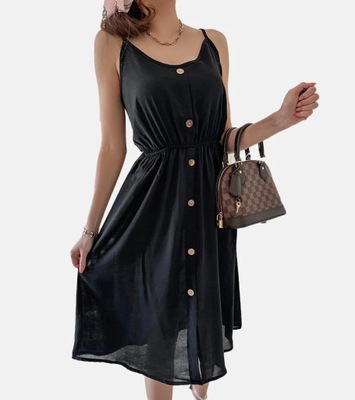Hers Czarna sukienka na ramiączkach midi LE20-11 r. XL/2XL