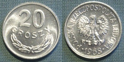 20 gr groszy 1968 stan menniczy
