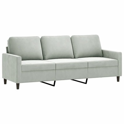 Sofa 3-osobowa, jasnoszara, 180 cm, tapicerowana aksamitem