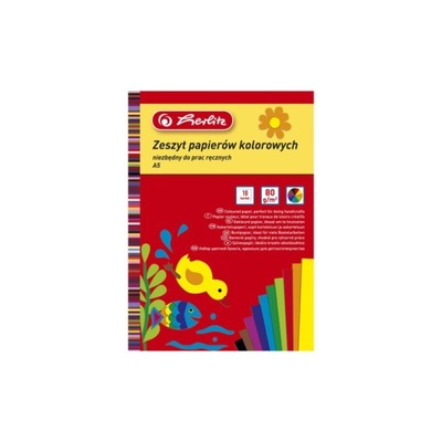 HERLITZ ZESZYT PAPIERÓW KOLOROWYCH A5 PAPIER KOLOROWY 10 ARKUSZY 80 G/m²