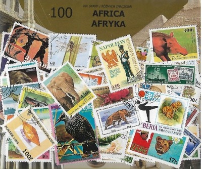 Zestaw 100 znaczków pocztowych - AFRYKA