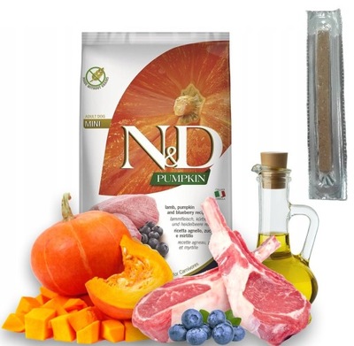 ND Pumpkin Lamb Bluberry Mini Adult 7kg dla psów + Paluszek Alpha Spirit