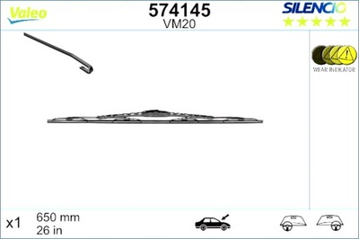 VALEO ЛИСТ ДВОРНИКИ PRZEGUBOWE ПЕРЕД 1 ШТУКА. VM20 SILENCIO 650MM