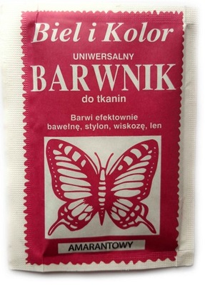 Barwnik do tkanin ubrań farba 10g AMARANTOWY